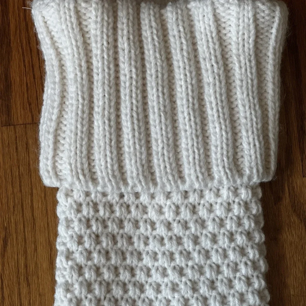 Shabby Chic Christmas Stocking White Chunky Knit Farmhouse Cottage Classic Lined